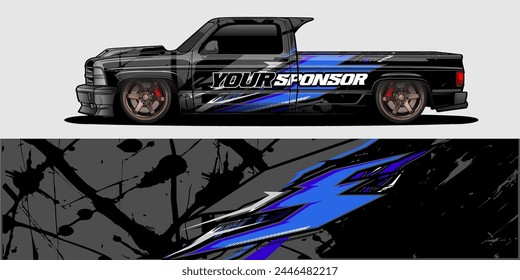 Vektorgrafik Car Decal Wrap Design: Abstrakter Rennstreifen-Hintergrund-Kit für Fahrzeuge, Rennwagen, Rallye, Abenteuer und Lackierung