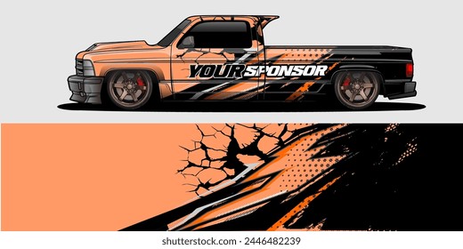Vector Car Decal Wrap Design: Abstract Racing Stripe Background Kit for Vehicles, Race Cars, Rally, Adventure, and Livery