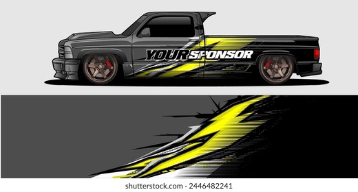 Vector Car Decal Wrap Design: Abstract Racing Stripe Background Kit for Vehicles, Race Cars, Rally, Adventure, and Livery