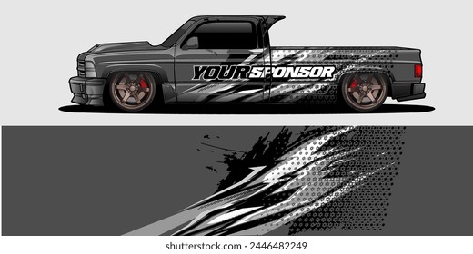 Vektorgrafik Car Decal Wrap Design: Abstrakter Rennstreifen-Hintergrund-Kit für Fahrzeuge, Rennwagen, Rallye, Abenteuer und Lackierung