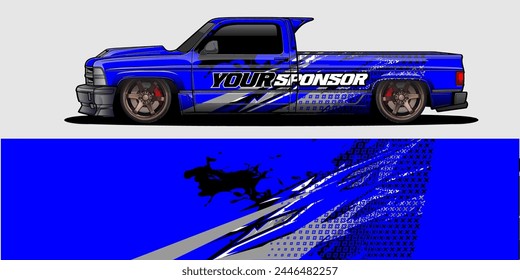 Vector Car Decal Wrap Design: Abstract Racing Stripe Background Kit for Vehicles, Race Cars, Rally, Adventure, and Livery