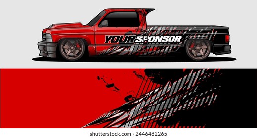 Vector Car Decal Wrap Design: Abstract Racing Stripe Background Kit for Vehicles, Race Cars, Rally, Adventure, and Livery
