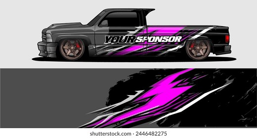 Vector Car Decal Wrap Design: Abstract Racing Stripe Background Kit for Vehicles, Race Cars, Rally, Adventure, and Livery