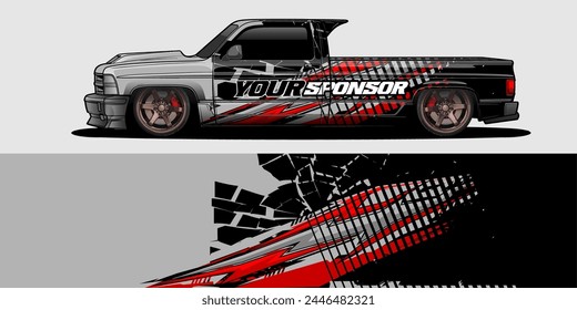Vektorgrafik Car Decal Wrap Design: Abstrakter Rennstreifen-Hintergrund-Kit für Fahrzeuge, Rennwagen, Rallye, Abenteuer und Lackierung