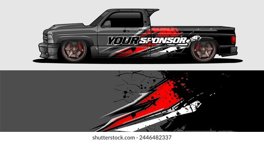 Vector Car Decal Wrap Design: Abstract Racing Stripe Background Kit for Vehicles, Race Cars, Rally, Adventure, and Livery