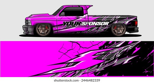 Vector Car Decal Wrap Design: Abstract Racing Stripe Background Kit for Vehicles, Race Cars, Rally, Adventure, and Livery