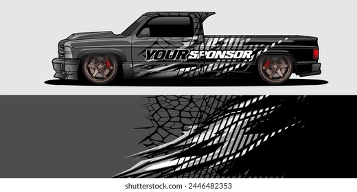 Vector Car Decal Wrap Design: Abstract Racing Stripe Background Kit for Vehicles, Race Cars, Rally, Adventure, and Livery