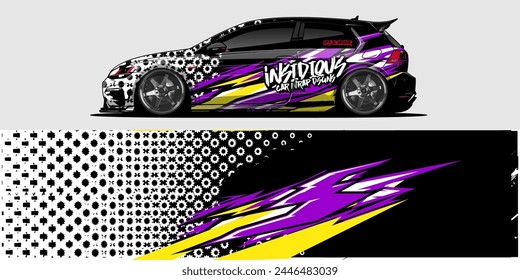 Vector Car Decal Wrap Design: Abstract Racing Stripe Background Kit for Vehicles, Race Cars, Rally, Adventure, and Livery