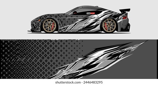 Diseño de la envoltura de la etiqueta del coche de Vector: Abstractas Racing Stripe Kit de fondo para vehículos, coches de carreras, rally, aventura y librea