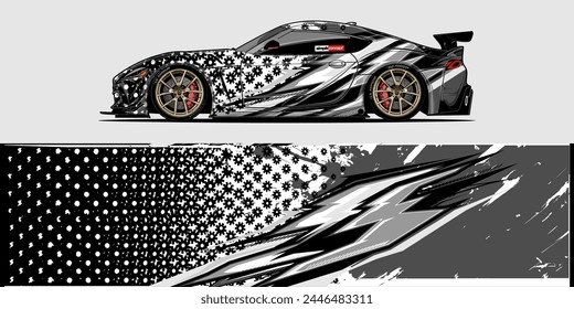 Diseño de la envoltura de la etiqueta del coche de Vector: Abstractas Racing Stripe Kit de fondo para vehículos, coches de carreras, rally, aventura y librea