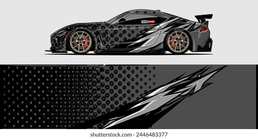 Vector Car Decal Wrap Design: Abstract Racing Stripe Background Kit for Vehicles, Race Cars, Rally, Adventure, and Livery