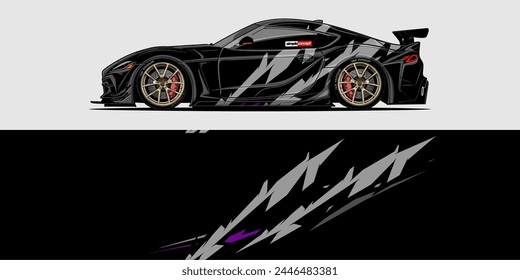Vector Car Decal Wrap Design: Abstract Racing Stripe Background Kit for Vehicles, Race Cars, Rally, Adventure, and Livery