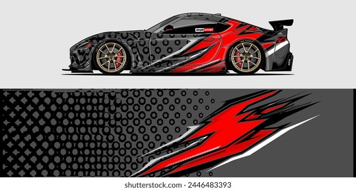 Vektorgrafik Car Decal Wrap Design: Abstrakter Rennstreifen-Hintergrund-Kit für Fahrzeuge, Rennwagen, Rallye, Abenteuer und Lackierung