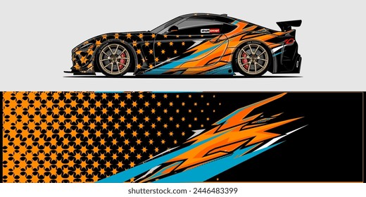 Vector Car Decal Wrap Design: Abstract Racing Stripe Background Kit for Vehicles, Race Cars, Rally, Adventure, and Livery