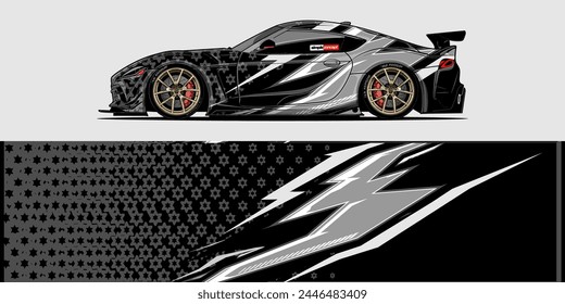 Vector Car Decal Wrap Design: Abstract Racing Stripe Background Kit for Vehicles, Race Cars, Rally, Adventure, and Livery