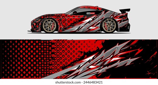 Vector Car Decal Wrap Design: Abstract Racing Stripe Background Kit for Vehicles, Race Cars, Rally, Adventure, and Livery