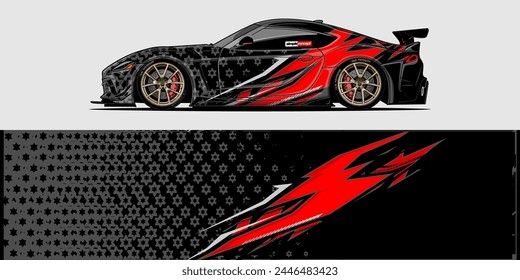 Vector Car Decal Wrap Design: Abstract Racing Stripe Background Kit for Vehicles, Race Cars, Rally, Adventure, and Livery