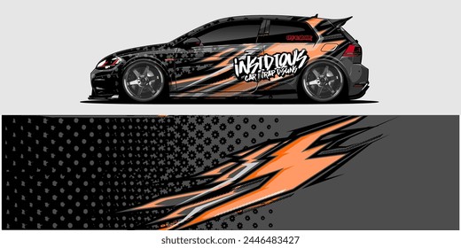 Vector Car Decal Wrap Design: Abstract Racing Stripe Background Kit for Vehicles, Race Cars, Rally, Adventure, and Livery