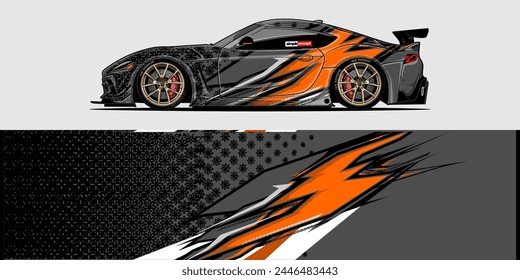 Vector Car Decal Wrap Design: Abstract Racing Stripe Background Kit for Vehicles, Race Cars, Rally, Adventure, and Livery