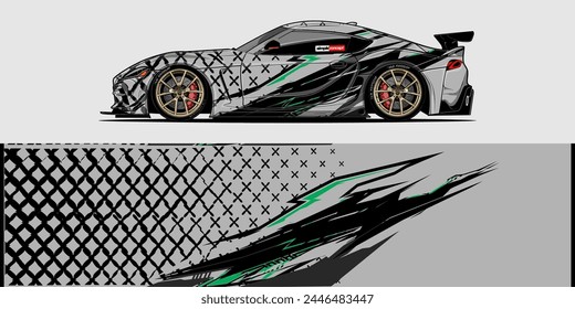 Vector Car Decal Wrap Design: Abstract Racing Stripe Background Kit for Vehicles, Race Cars, Rally, Adventure, and Livery