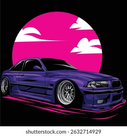 vector car design with purple color editable, luxury car vector