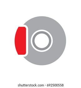 Vector car disc brake icon with red caliper.