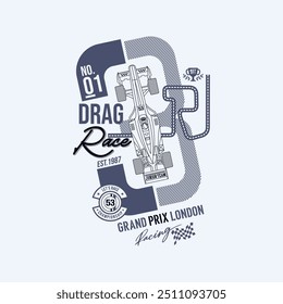 vector of car, drag race, grand prix london, racing, let's race, championship, design graphic illustration 