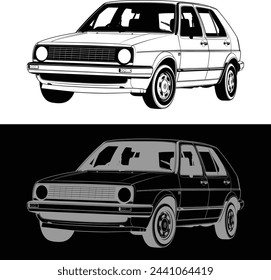 vector car drawing illustration sketch, vintage car, retro car
