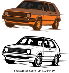 vector car drawing illustration sketch, vintage car, retro car