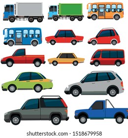 
vector car drawings pickup, van, bus