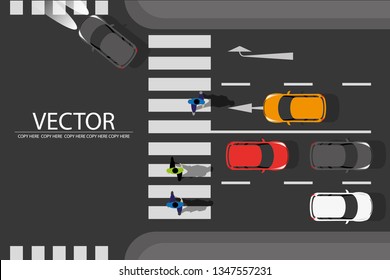 vector a lot of car driving on the road on traffic junction background