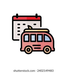 vector Car excursion schedule icon in simple colored outline style