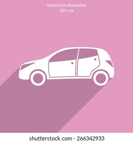 Vector car flat icon illustration.