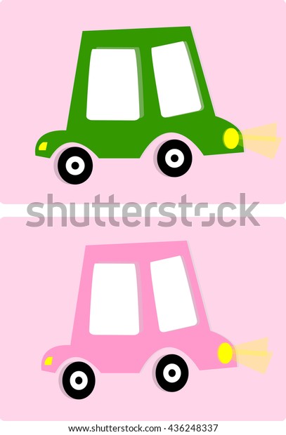 vector Car Flat\
Icon Set .car pink. car\
green