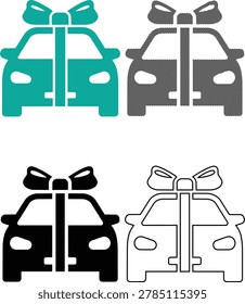 Vector car as gift icons with vehicle present automobile surprise transportati