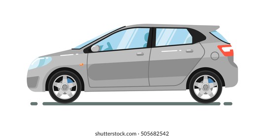 Vector car. Hatchback model isolated on white background. Modern subcompact city car side view. Family automobile icon illustration. Urban vehicle transport and comfortable transportation 
