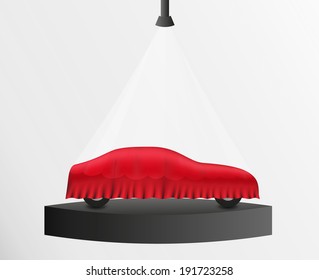 Vector Of The Car Hidden By Red Cloth