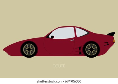 vector car icon, flat design style, side view