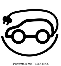 Vector car icon. Hybrid Vehicles logo. Green logotype. Eco friendly auto or electric vehicle concept on white background.