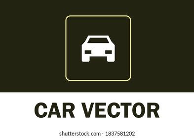 Vector of car icon. Isolated on dark background. For designer.