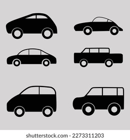 vector car icon set, car silhouette