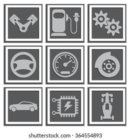 Vector car icons. Applique with realistic shadows.