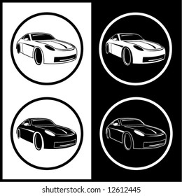 Vector car icons. Black and white. Simply change.