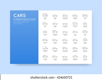 Vector Car Icons Set With All Car Types And Names