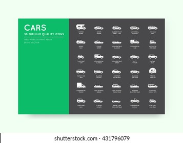 Vector Car Icons Set With All Car Types And Names