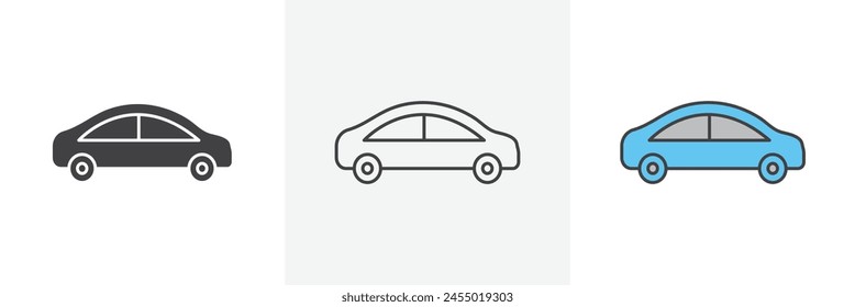 Vector Car Icons Showing Vehicles from a Side View