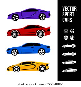 Vector car icons. Sport cars.