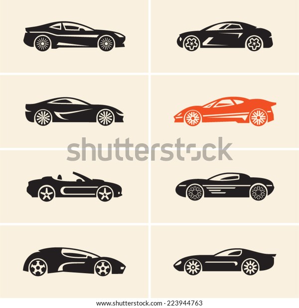 Vector car icons. Sport\
cars.