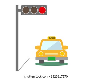 Vector car Icon.Taxi vector icon.traffic light icon.