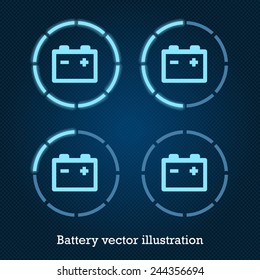 Vector car indicator icons blue battery